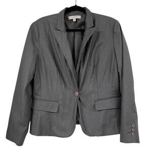 Nine West Grey Single Button Closure Classic Womens Blazer Jacket 16 Suit Work